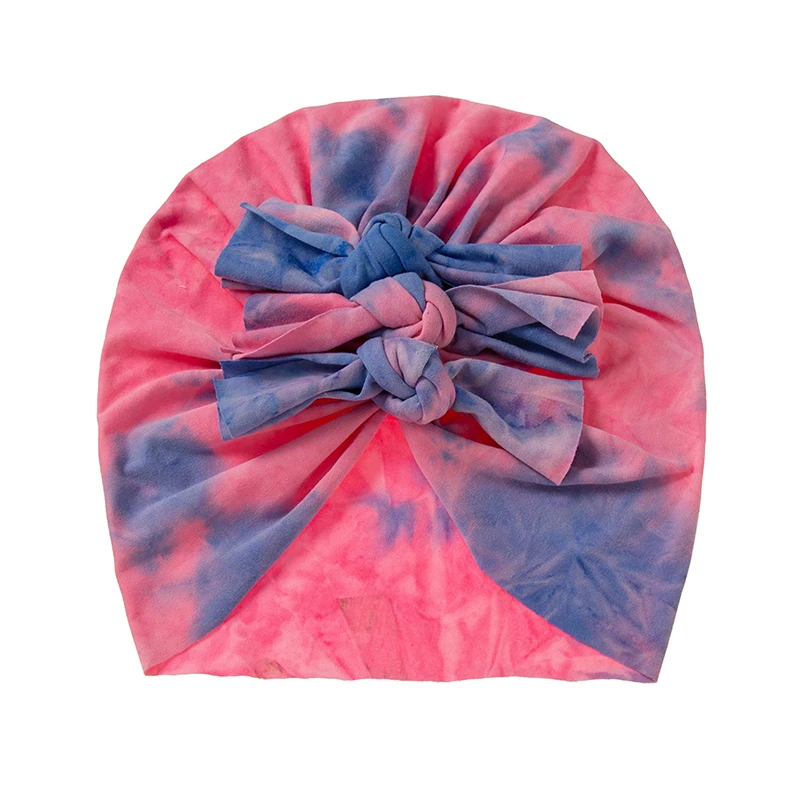 

Baby Cap Tie-dyed Donut Knotted Stretch Indian Cap Hood Kids breathable Headwear suitable for girls to wear in four season