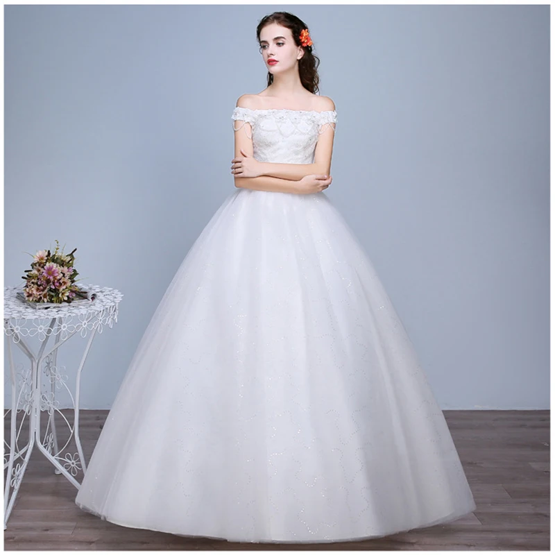 

Свадебные платья Иллюзия с вырезом лодочкой с открытыми плечами с вышивкой, из тюлевой ткани, расшитые блестками; С украшением в виде криста...