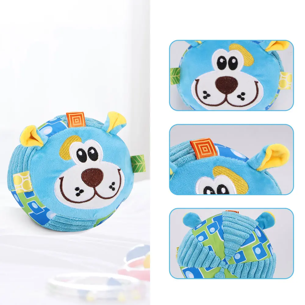 

Cartoon Animal Plush Rattle Ball Soft Hand Grasp Ball with Bell for Children Baby Infant