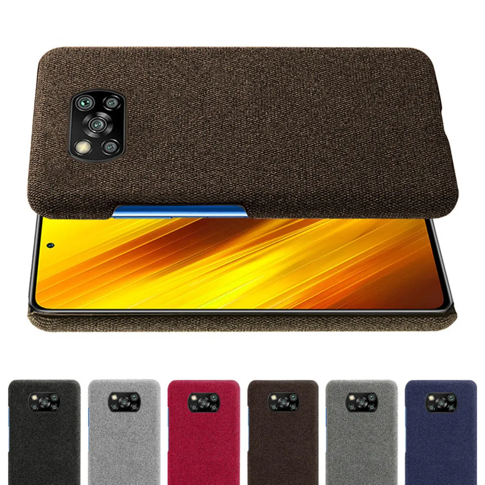 

For Xiaomi Mi Poco X3 NFC 9 SE 8 9T 10T Pro A3 Lite A2 Cloth Texture Woven Cover Antiskid Febric Case For Redmi Note 9s 8 7 Pro