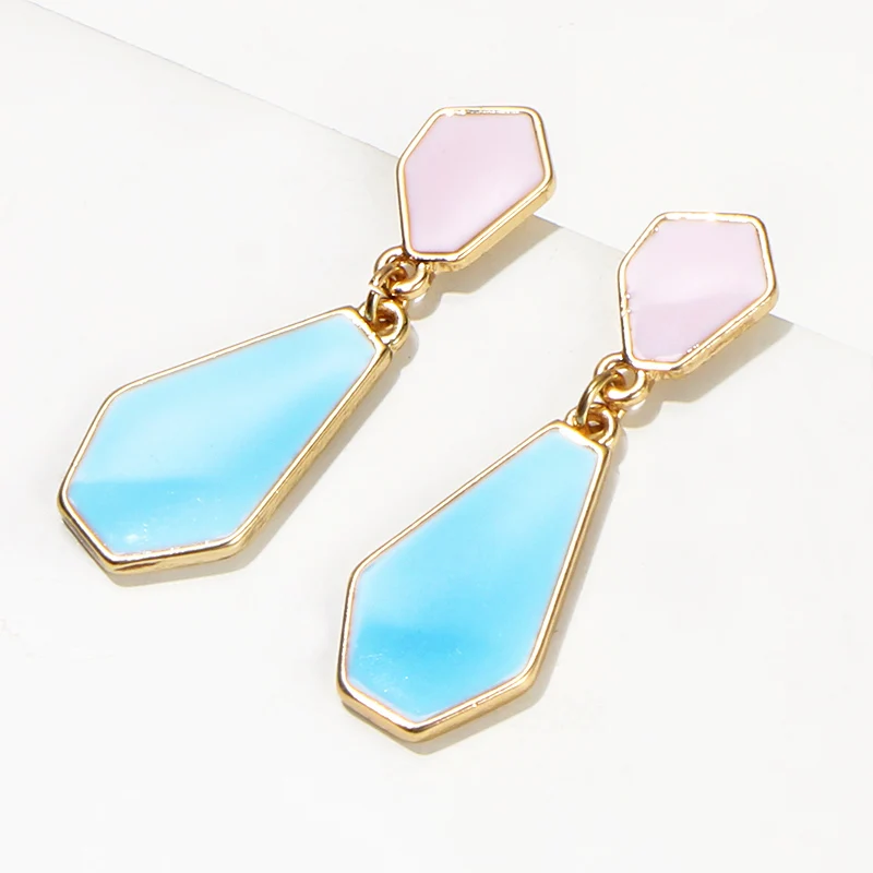 Женские эмалированные Серьги Коми корейские яркие геометрические серьги синего