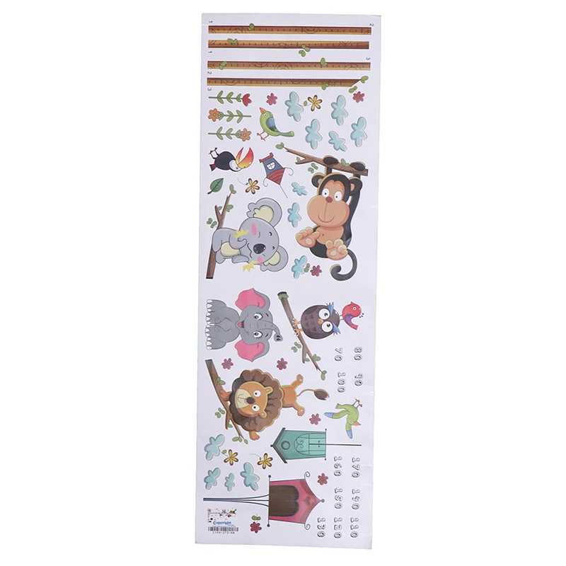 Мультяшные животные Лев обезьяна Сова слон измеритель роста Настенная Наклейка
