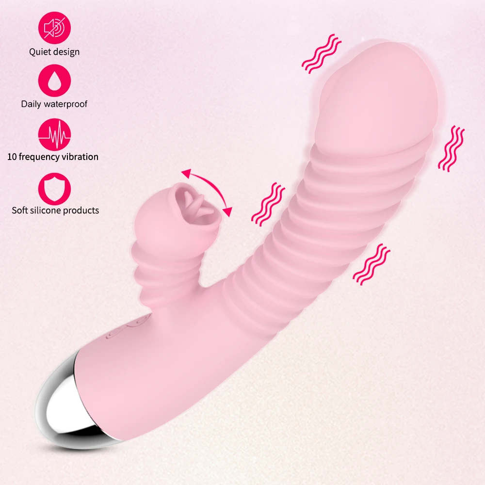 Вибратор-Кролик для лизания языка, Стимулятор клитора, 10-частотный фаллоимитатор, вибратор для влагалища, точки G, массажер для взрослых, сек...