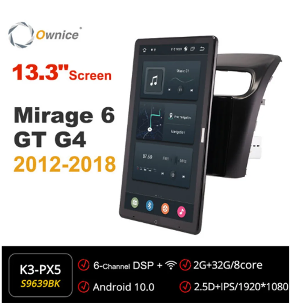 

Ownice 1080P Android 10.0 Car Radio ForMitsubishi Mirage 6 GT G4 2012 2018 GPS Multimedia Player Head Unit 13.3" IPS Rotatable