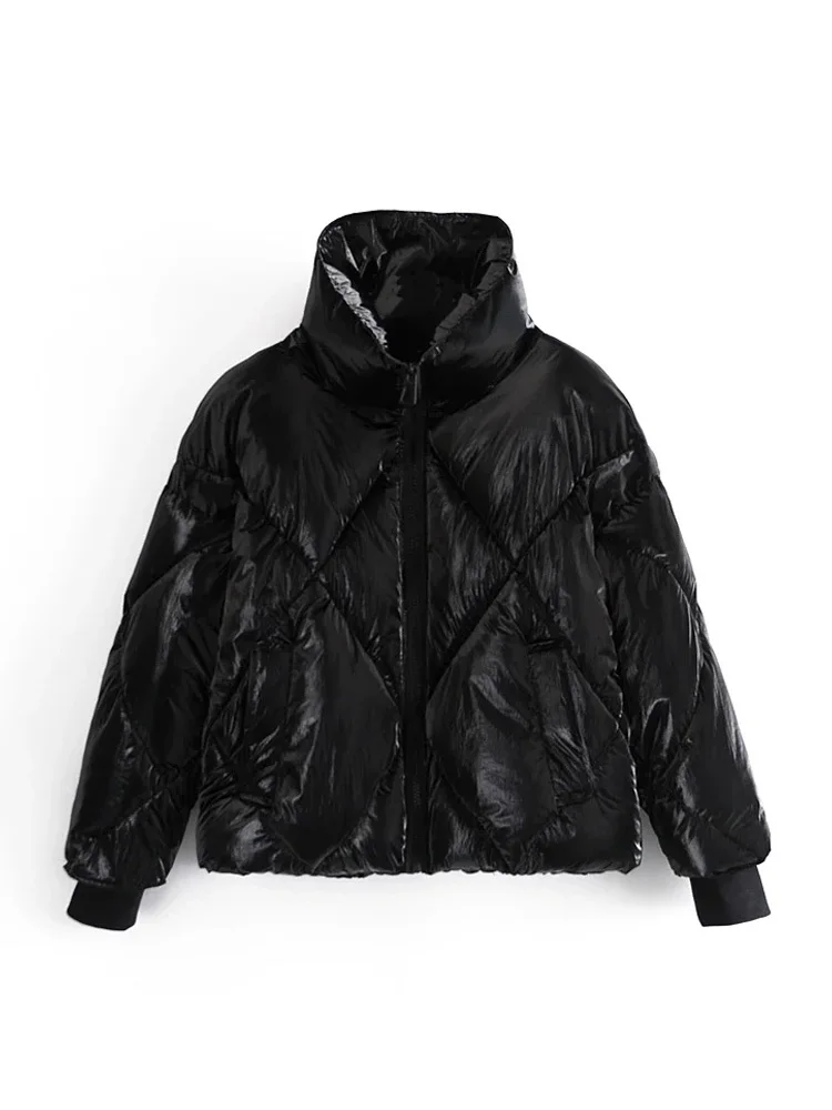 PAILETE Women 2021 fashion parkas thick warm loose padded jacket coat vintage long sleeve pockets female outerwear chic tops