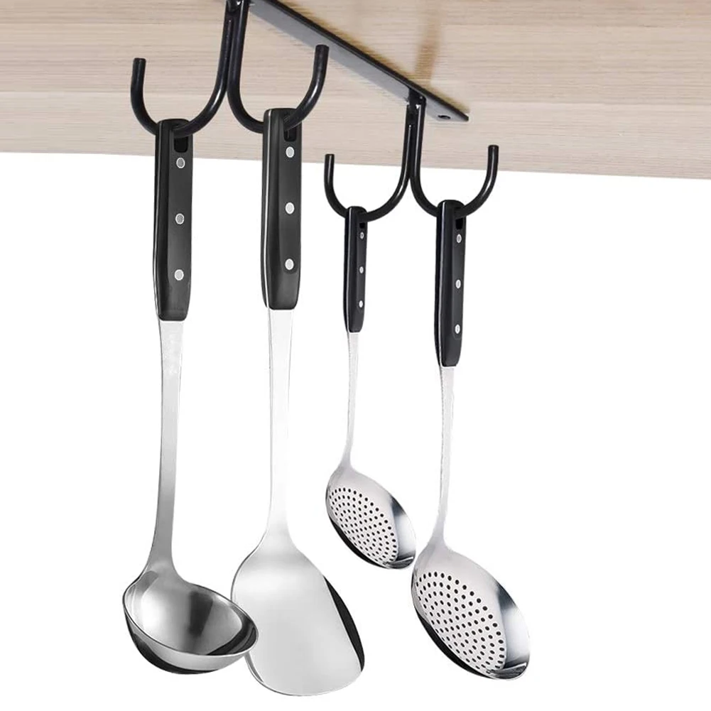 

2PCS Kitchen Cup Holder Mug Rack Under Cabinet 4 Hooks Under Shelf Display Hanging Drying for Bar Kitchen Utensils Household