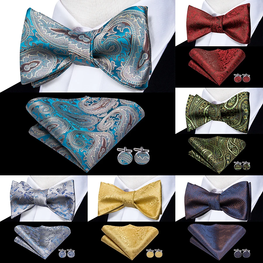 Hi-Tie классические шелковые галстуки-бабочки мужские с узором пейсли коричневый