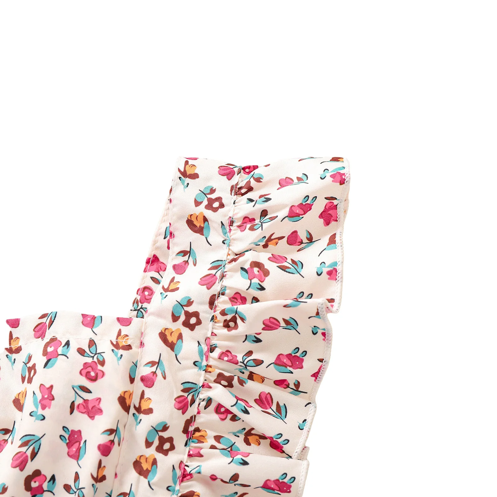 

Newborn Baby Girl Clothes Romper Toddler Floral Pattern Fly Sleeve Square Collar Ruffle Playsuit Summer
