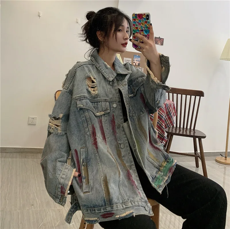 

Korea Style Women Jacket Spring Autumn Jean Amerikan Harajuku Women Jacket Streetwear Fashion Chaqueta Mujer Jacket BG50JK