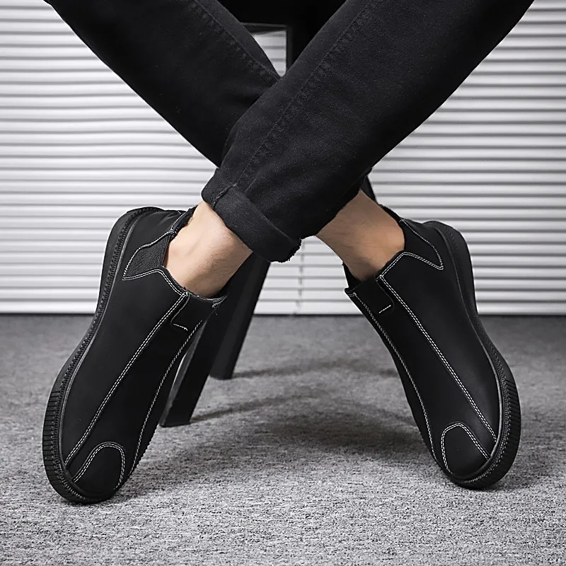 

Men Sneakers Hot Sale Winter Boots Mens Leather Slip-on Waterproof Snow Boots 2019 Man Pu Designers Casual Shoes Zapatos Hombre