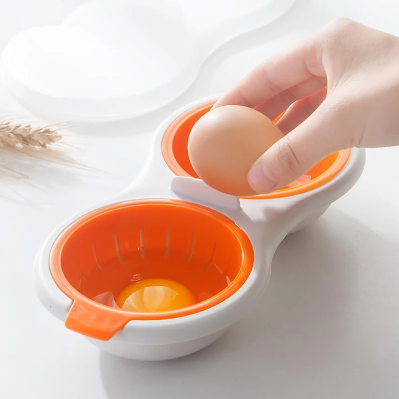 Breakfast Steamed Egg Tools Egg Steamer Poacher Microwavable Double Layer Egg Cooker Cooking Kitchen Tools Pack