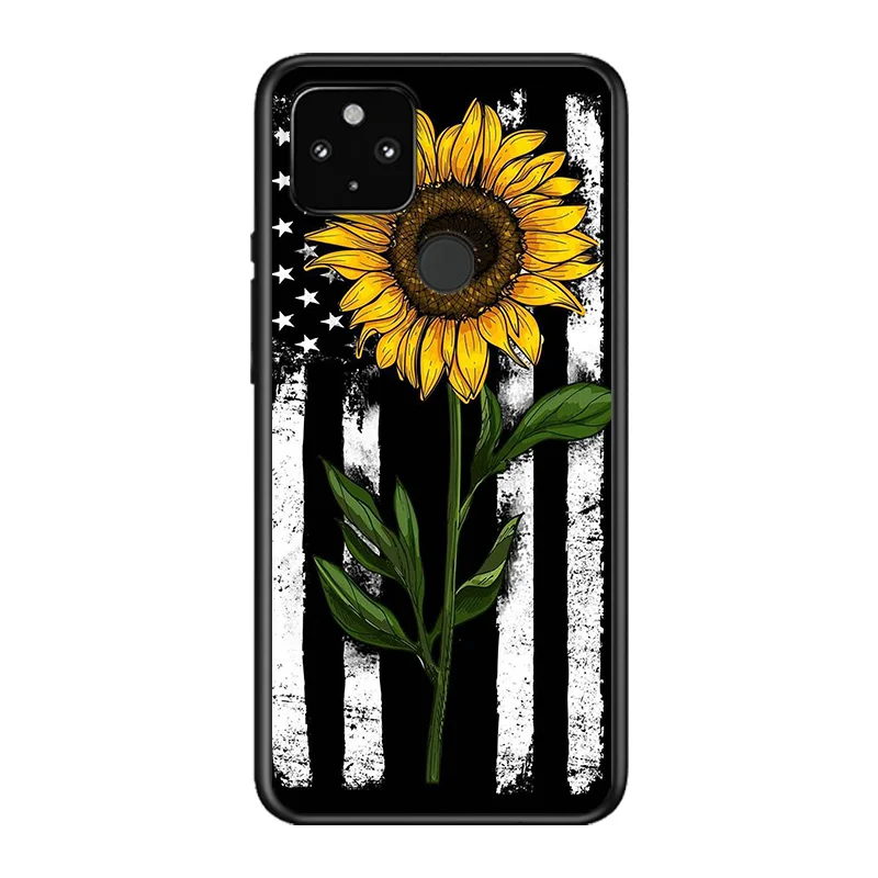 

USA American Flag Soft TPU Silicone Black Cover For Google Pixel 5 4A 5G 4 XL Phone Case