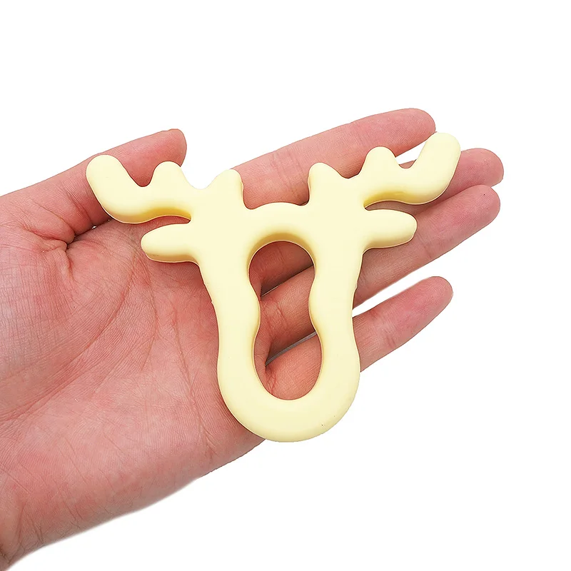 Chenkai 10PCS BPA Free DIY Silicone Baby Animal Antlers Pacifier Teether Deer Head Sensory Pendant Toy Accessories Food Grade