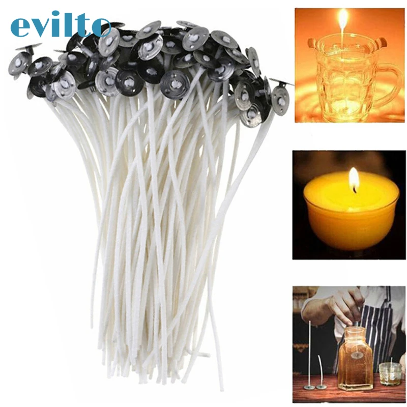 

100pcs Candle Wick Cotton Candle Wicks for Paraffin Wax Smokeless Wax Pure Cotton Core Party Supplies 9CM 15CM 20CM