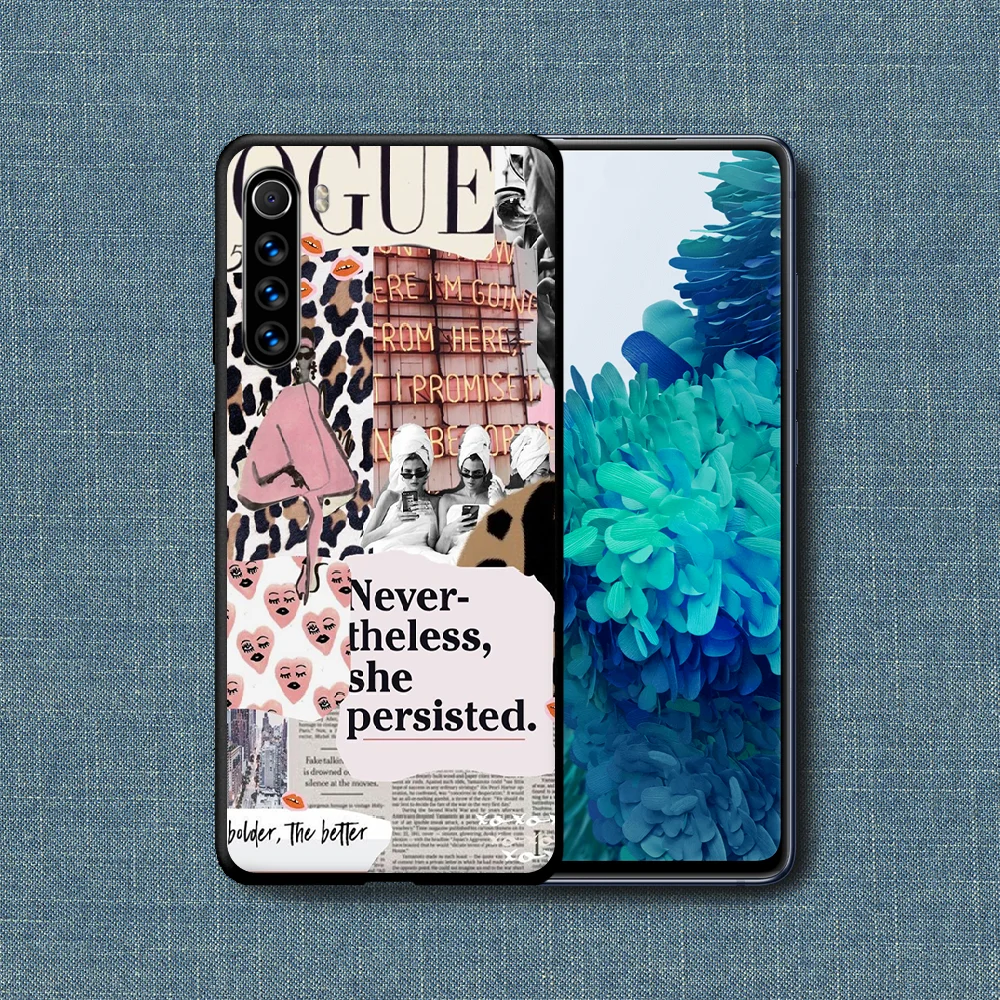 

VOGUE Lady's Girl Journey Hoesjes Phone Case For Xiaomi Redmi Note 7 8 8T 9 9S 4X 7 7A 9A K30 Pro Ultra black Prime Luxury Funda