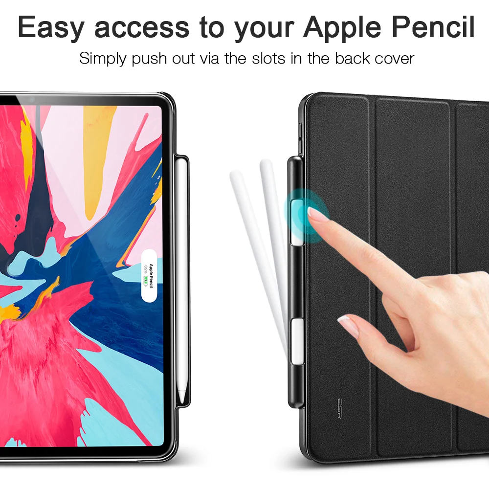Чехол ESR для iPad Pro 11, Ультратонкий чехол из искусственной кожи, прозрачная задняя крышка из поликарбоната с отделением для карандашей, чехол для зарядки