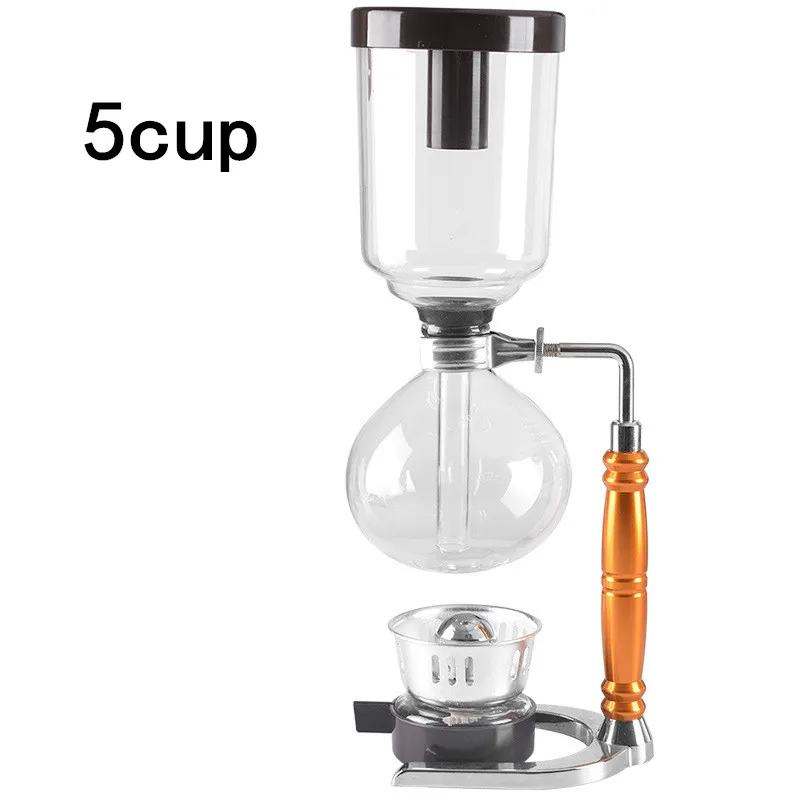 5cup Домашний стиль, сифон, Кофеварка, чайник, сифон, вакуумная кофеварка, стеклянная кофейная машина, фильтр, 3 чашки, 5 чашек - Цвет: 5cup