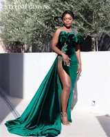o neck green mermaid formal gowns high slit sequined sexy long dresses for women party special occasion gowns robe de soiree
