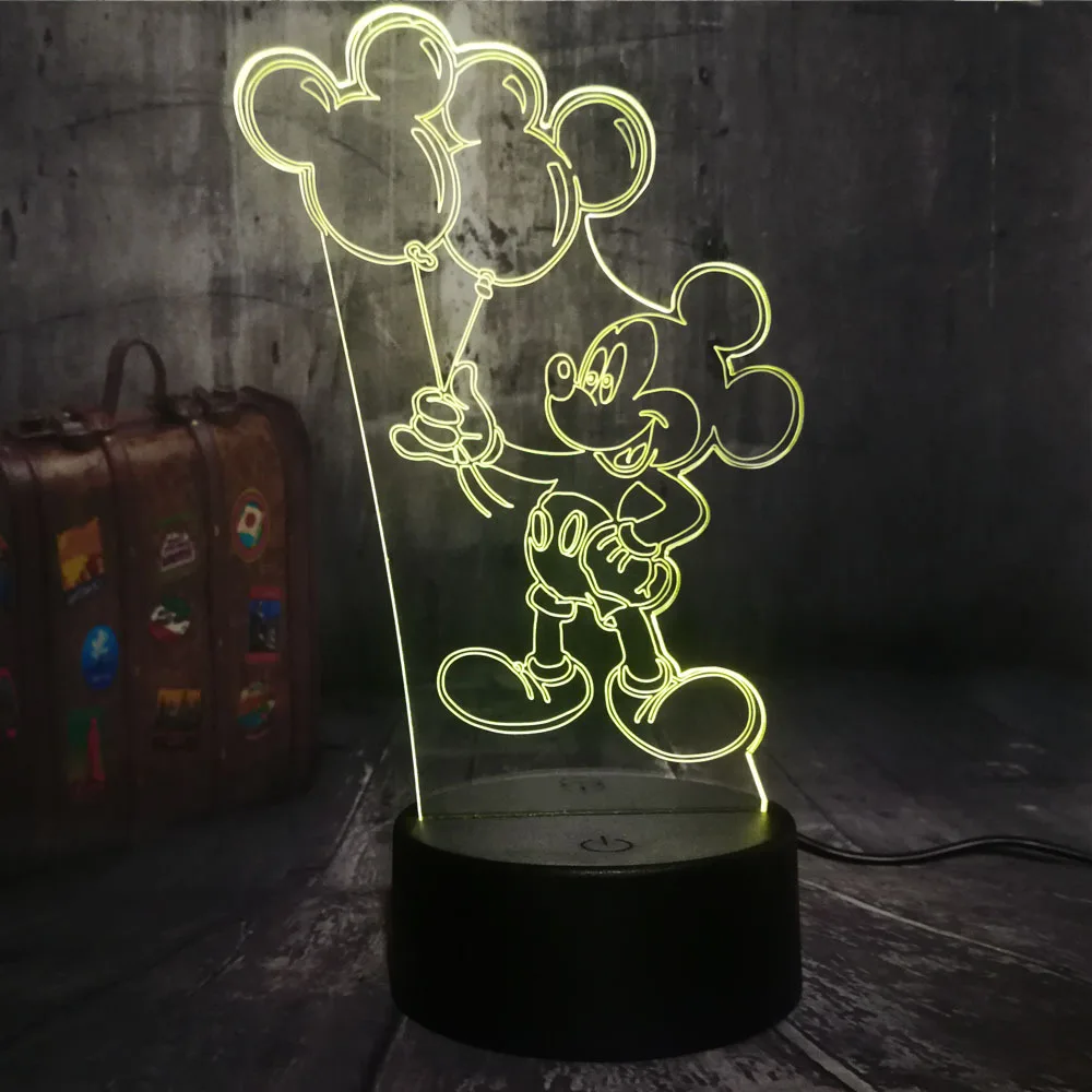 Disney 3D LED Night Light Mickey Mouse Clubhouse Cartoon Figure Led Lamp Children Bedroom Decorative Table Lampara Kids Gifts