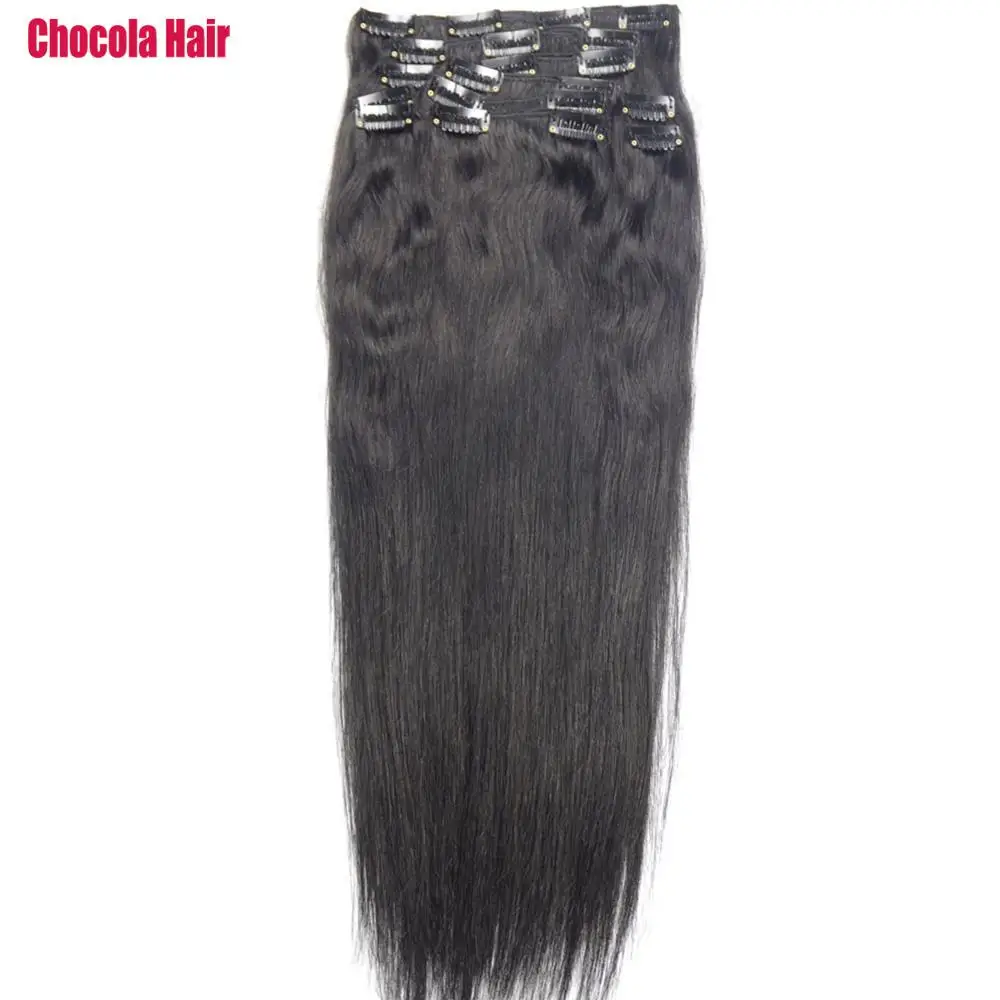 Chocola Full Head 16 -28  Brazilian Machine Made Remy Hair 10pcs Set 200g Clip In Human Hair Extensions Natural Straight