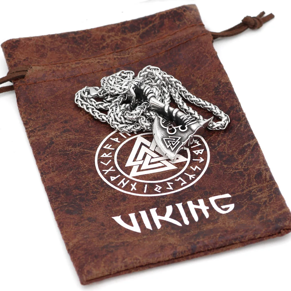 Мужская подвеска в виде топора из нержавеющей стали Viking Valknut Amulet|Ожерелья с