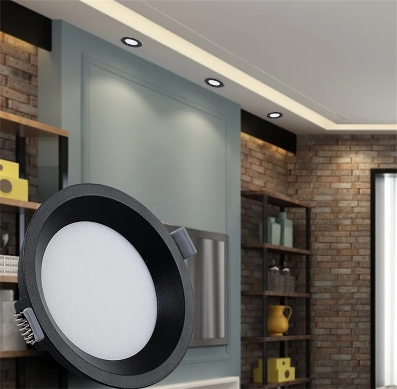 Черный светодиодный потолочный светильник 5 Вт 9 12 16 направленный Круглый