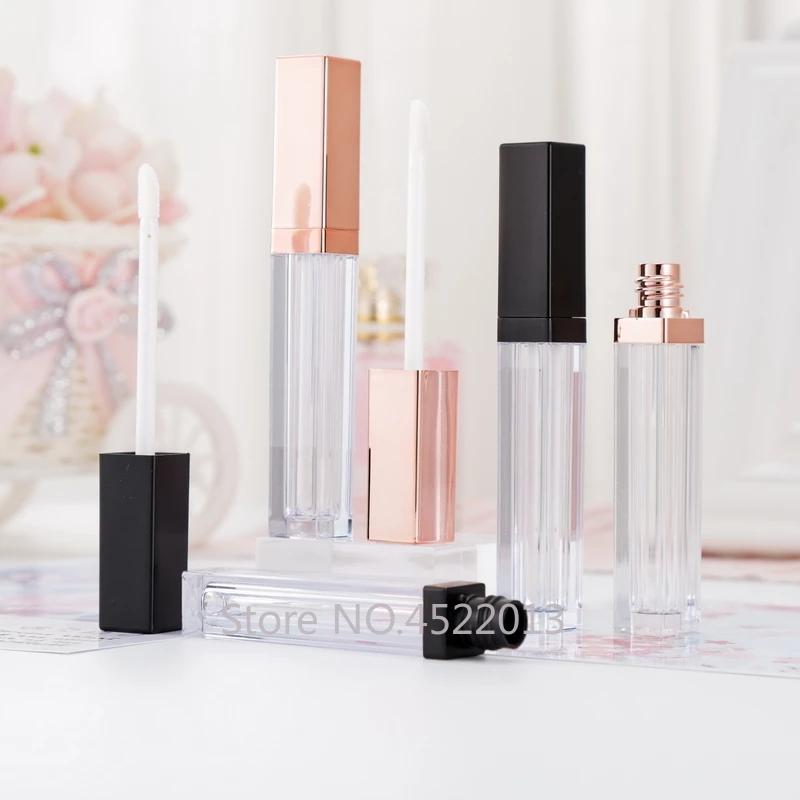 

5ml 50/80/100pcs Empty Clear Rose Gold/ Matte Black Lip Gloss Tube,DIY Portable Cosmetic Package,Liquid Lipstick Storage Bottle
