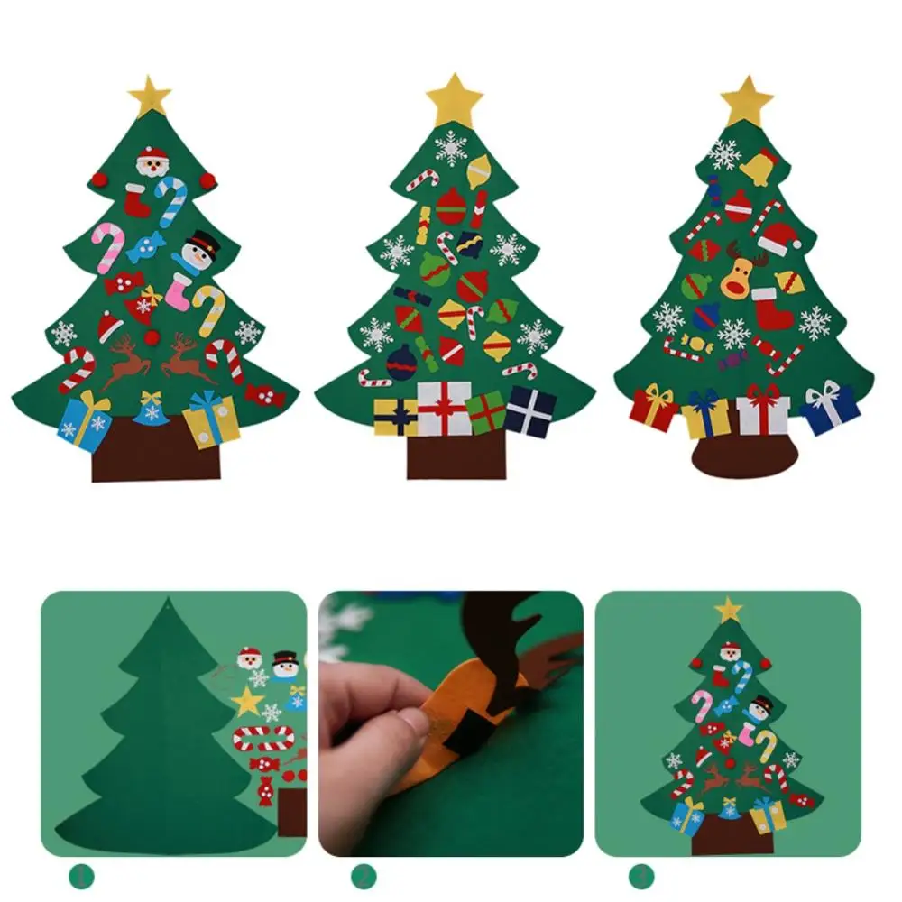 DIY войлочная Рождественская елка новогодние подарки Детские игрушки искусственное дерево настенные подвесные украшения Рождественское украшение для дома