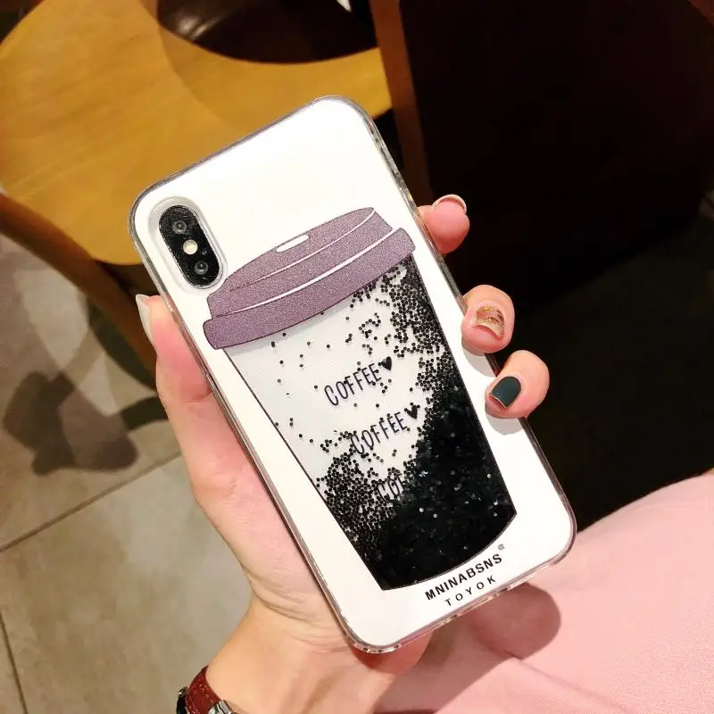 Для iPhone X XS MAX XR горячий жидкий зыбучий песок кофе мягкий ТПУ чехол для samsung S10Lite S10 S8