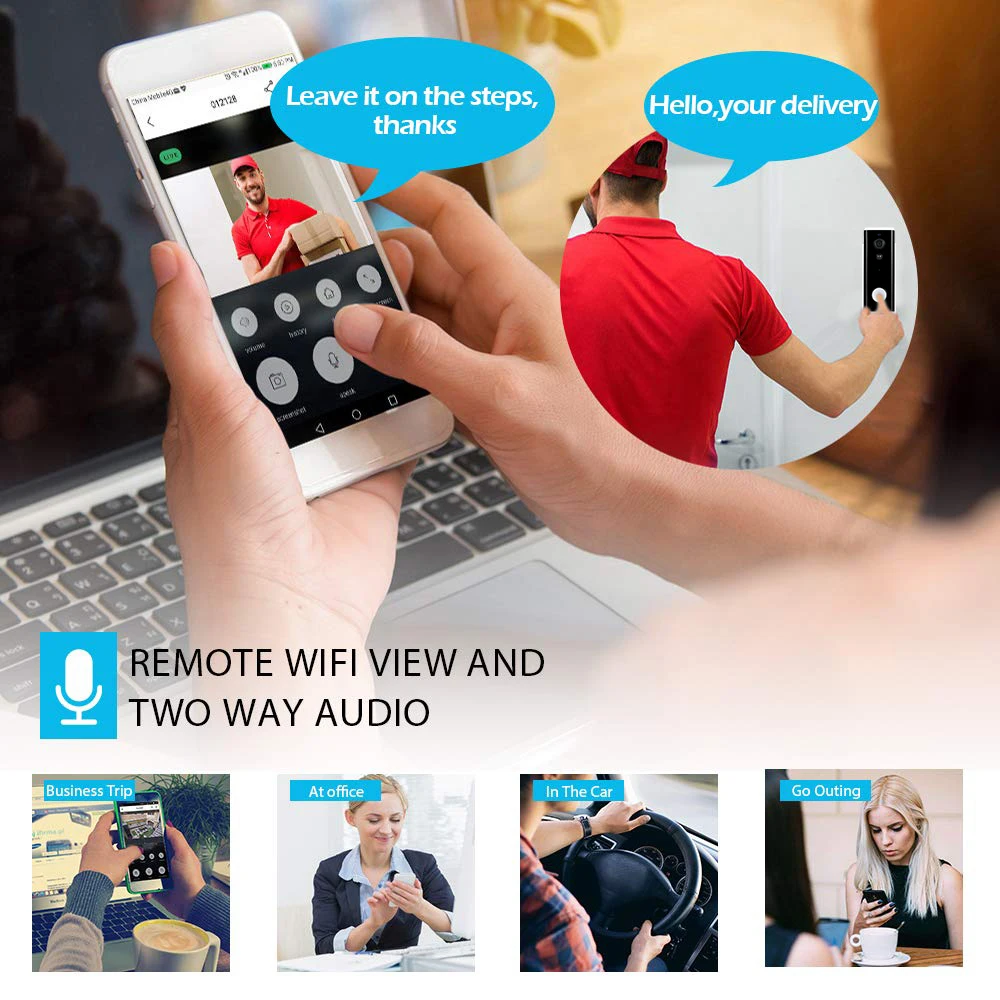 Умный дверной звонок беспроводной домофон с Wi-Fi для квартир телефона камеры