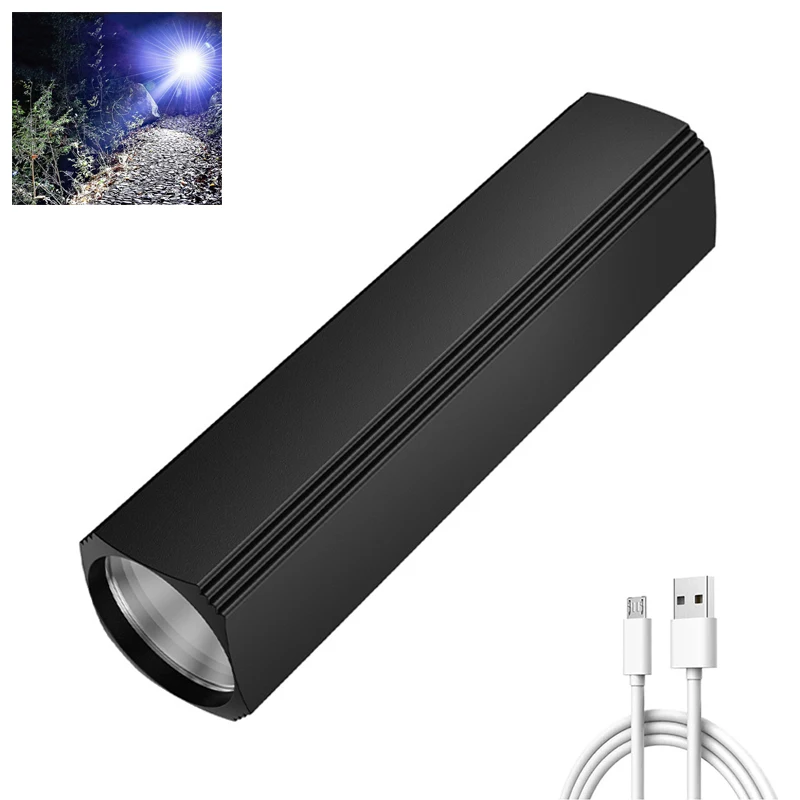 

Mini LED Flashlight USB Rechargable 3 Lighting Mode Waterproof Torch Stylish Portable Suit for Night Lighting Bicycle Light