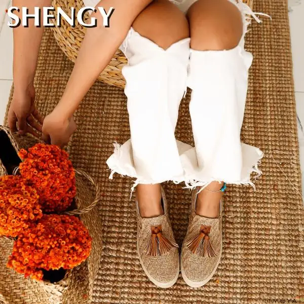 Туфли женские холщовые с бахромой дышащие кроссовки повседневная обувь на
