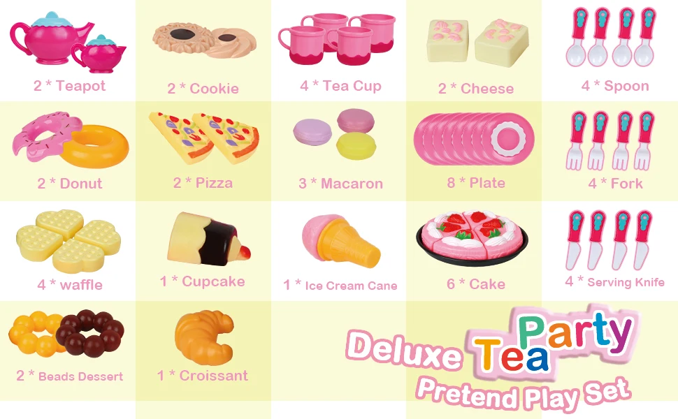 Детский чайный набор D FantiX для маленьких девочек комплект из 52 предметов