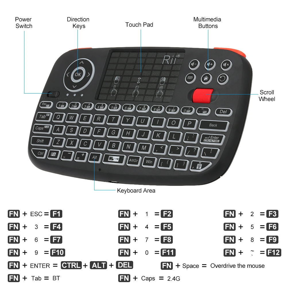 

Мини-клавиатура с Bluetooth, 2,4 ГГц, два режима