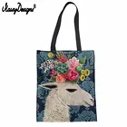 Бесшумная парусиновая сумка, Женская милая сумка с рисунком мультяшной альпака, с принтом для девочек, сумки для покупок, летняя пляжная сумка, женская сумка для покупок