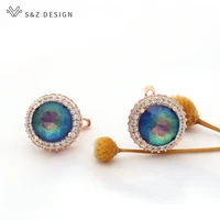 sz design new luxury temperament cubic zirconia round crystal dangle earrings for women wedding elegant jewelry romantic gift