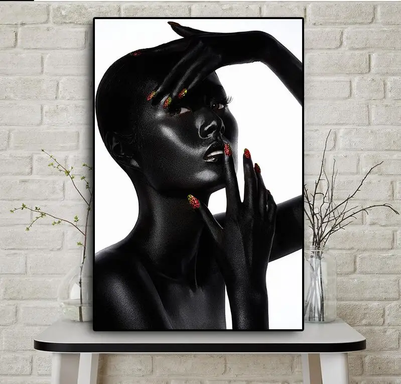 Одна деталь стены Искусство черный Африканский Обнаженная женщина красные губы