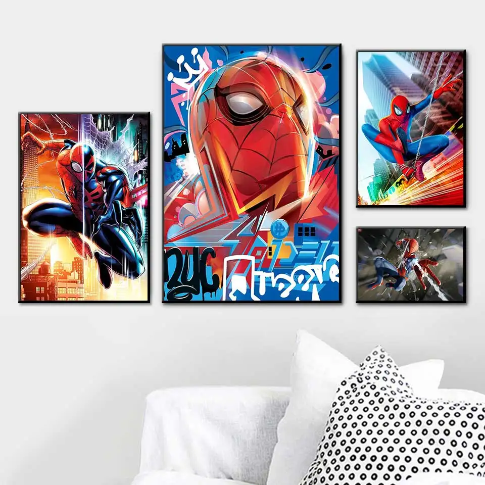 Человек паук Горячая Marvel супергерой комикс фильм художественная живопись шелк