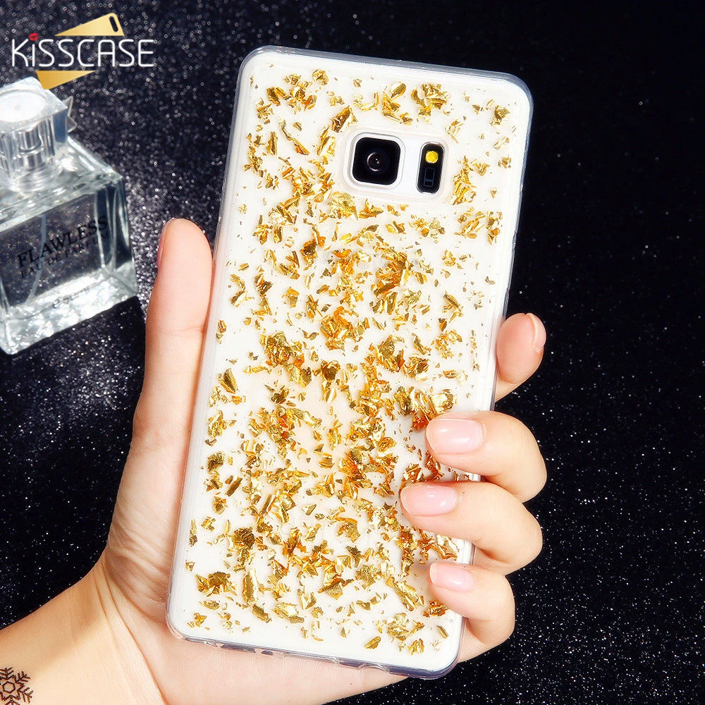 Роскошный чехол KISSCASE с золотой фольгой для samsung Note 4 5 8 A J 3 7 чехлы блестящими