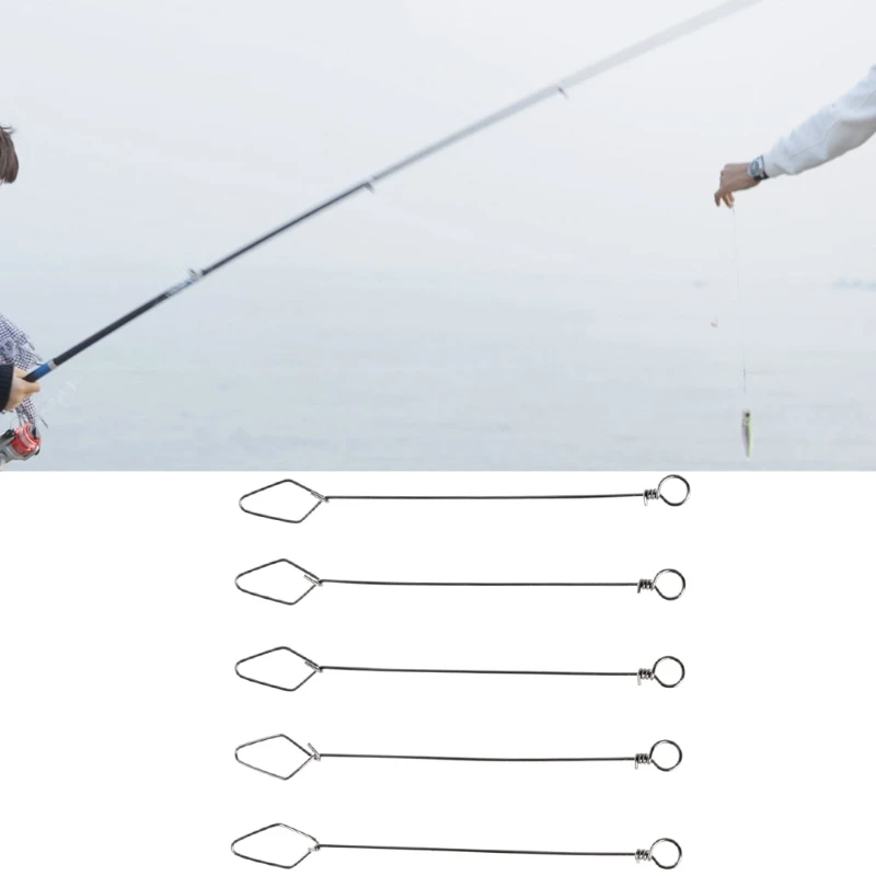 

5 Pcs Fishing Swivel Pin Spring Needle Stainless Steel Locking Fixed Hook Baits D0AE