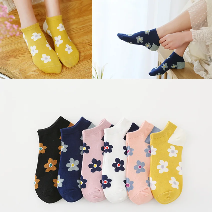 

2021 Summer New Casual Small Flower Multi-short Socks Ladies Cute Japanese Cotton Comfortable Shallow Mouth Invisible Socks