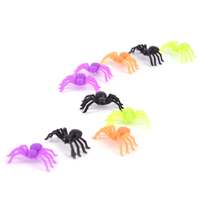 200 шт./компл. Хэллоуин пластик смешанных цветов миниатюрные пауки ужаса украшают