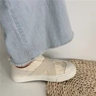 Женские холщовые кроссовки QWEEK, Вулканизированная подошва, резиновая подошва, без шнуровки, повседневные, для бега, аниме, белые, на весну