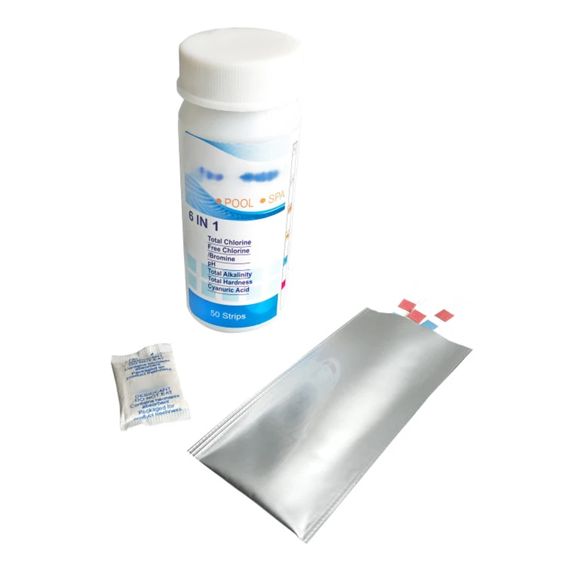 Тестовая Бумага 6 в 1 для бассейна измеритель значения остаточного хлора PH