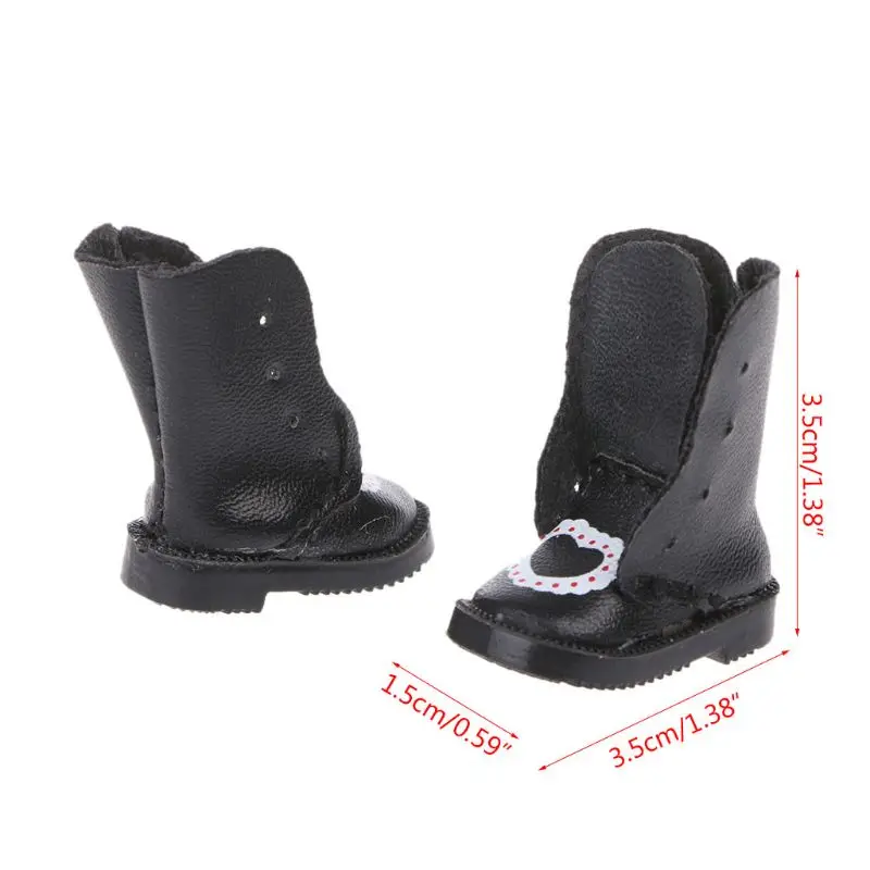 

Handmade Exquisite Heart PU Leather Doll Boots For Blyth Doll Shoes 1/6 Doll