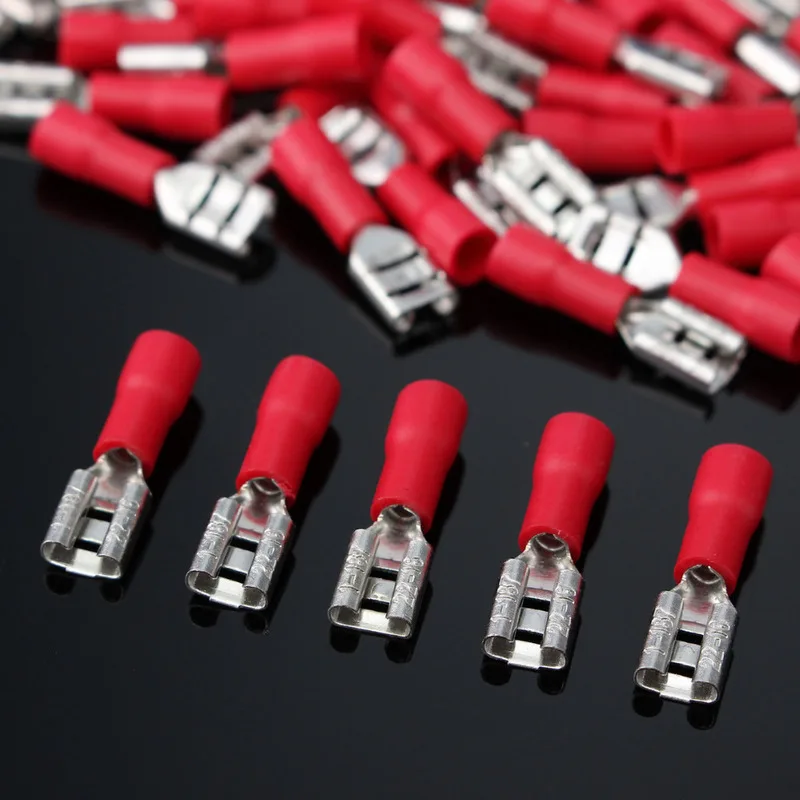 20/50/100PCS 4.8mm/10Amp Insulated Cable Connector Electrical Wire Assorted Crimp Spade Butt Ring Terminals Kit | Обустройство дома