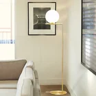Креативная простая Напольная Лампа, стеклянный шар, стоячий хромированный золотой для гостиной, спальни, новый дизайн, художественное украшение для дома, освещение WF