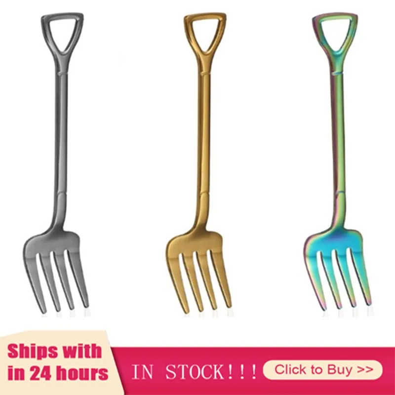 Ложка и вилка для мороженого в форме лопаты многоцветная ложка длинная ручка