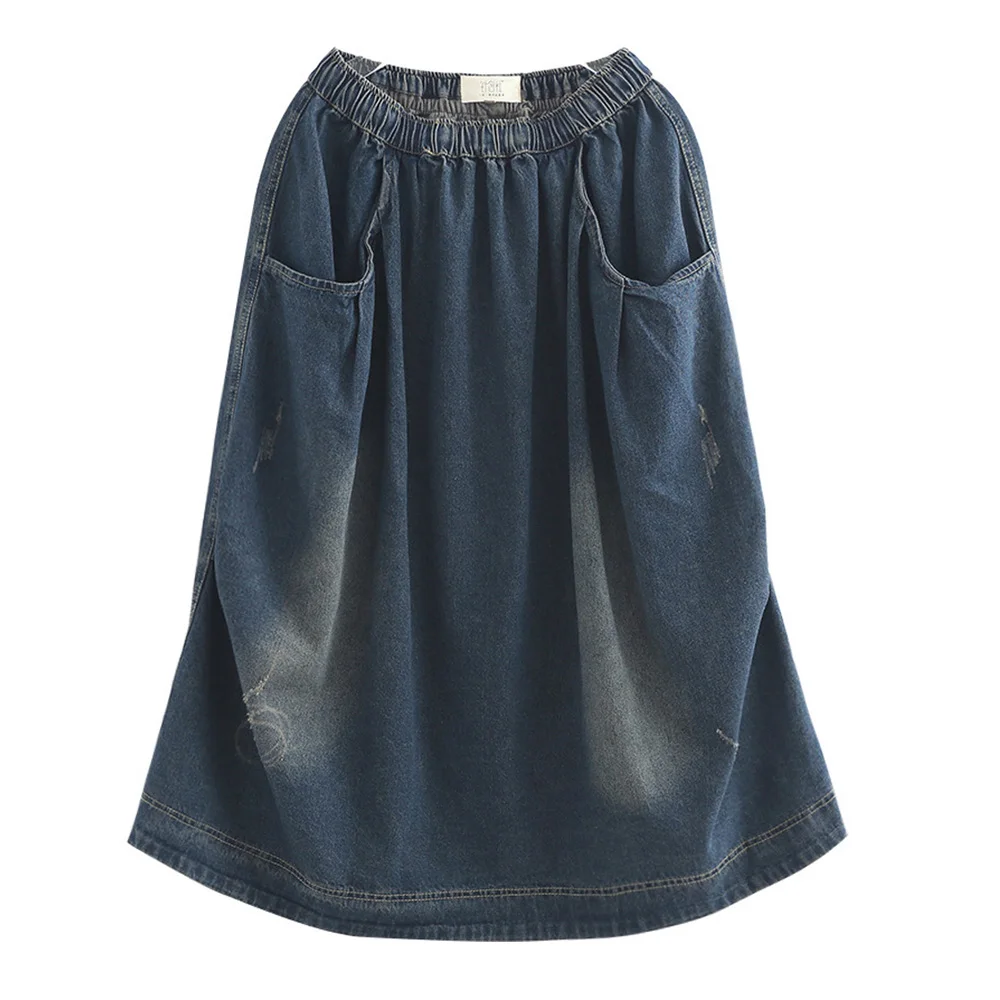 Осень зима более Размеры d синие джинсы макси юбки для женщин в винтажном стиле