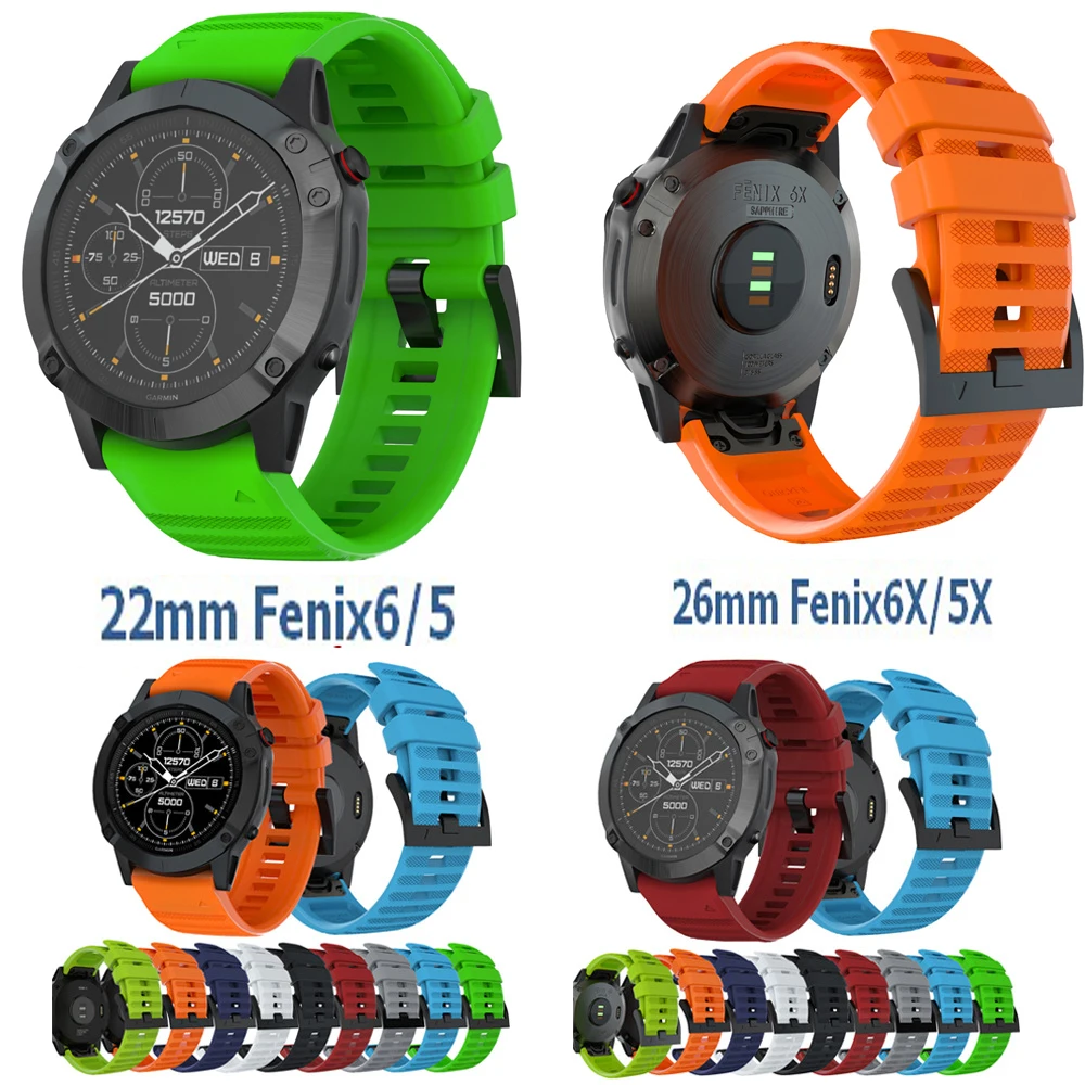 22 мм спортивный силиконовый ремешок для наручных часов Garmin Fenix 5X 5 5S плюс 6X 6 6S/Pro/3 HR